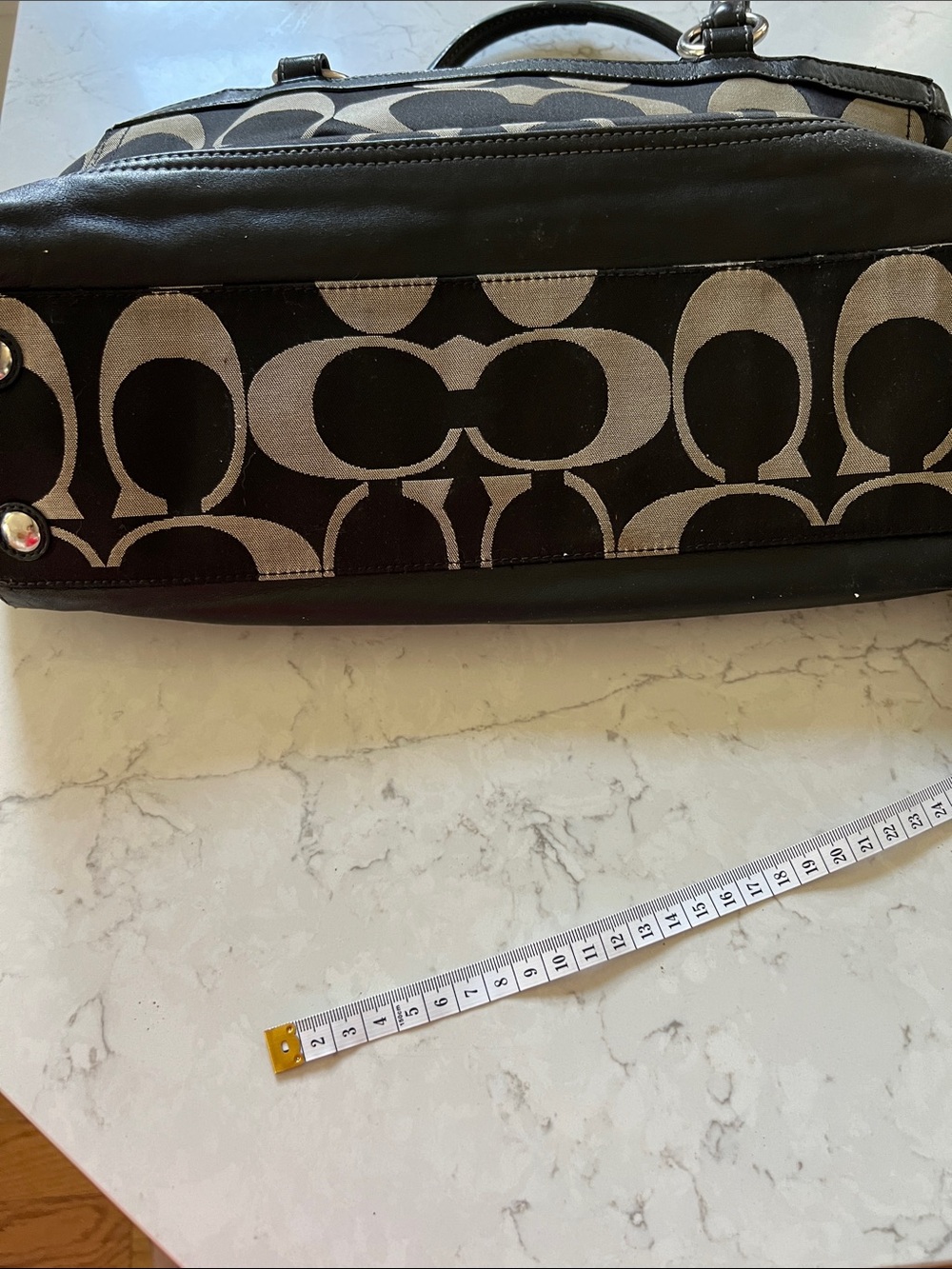 Coach Black and Cream Signature Canvas Tote with Leather Trim bonus wallet inc. - Picture 3 of 9